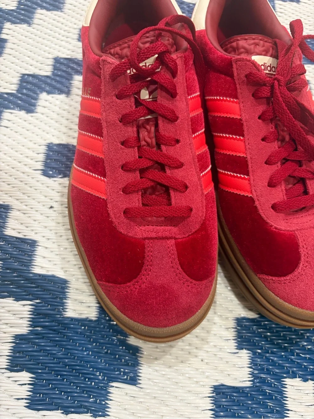 Adidas Gazelle Bold Bright Red Velvet Sneakers (Women's) Size 7.5 - Picture 9 of 9
